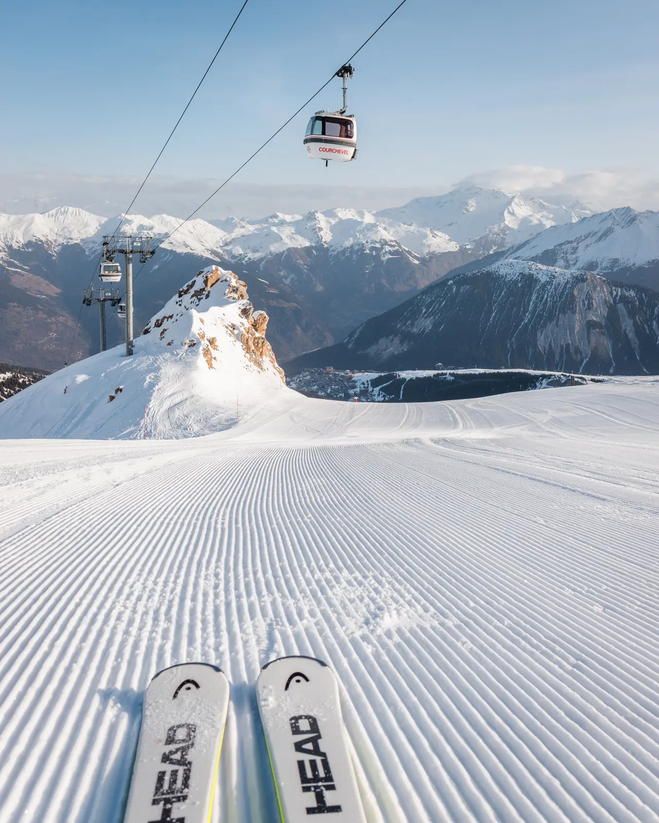 Courchevel from above, among the firs