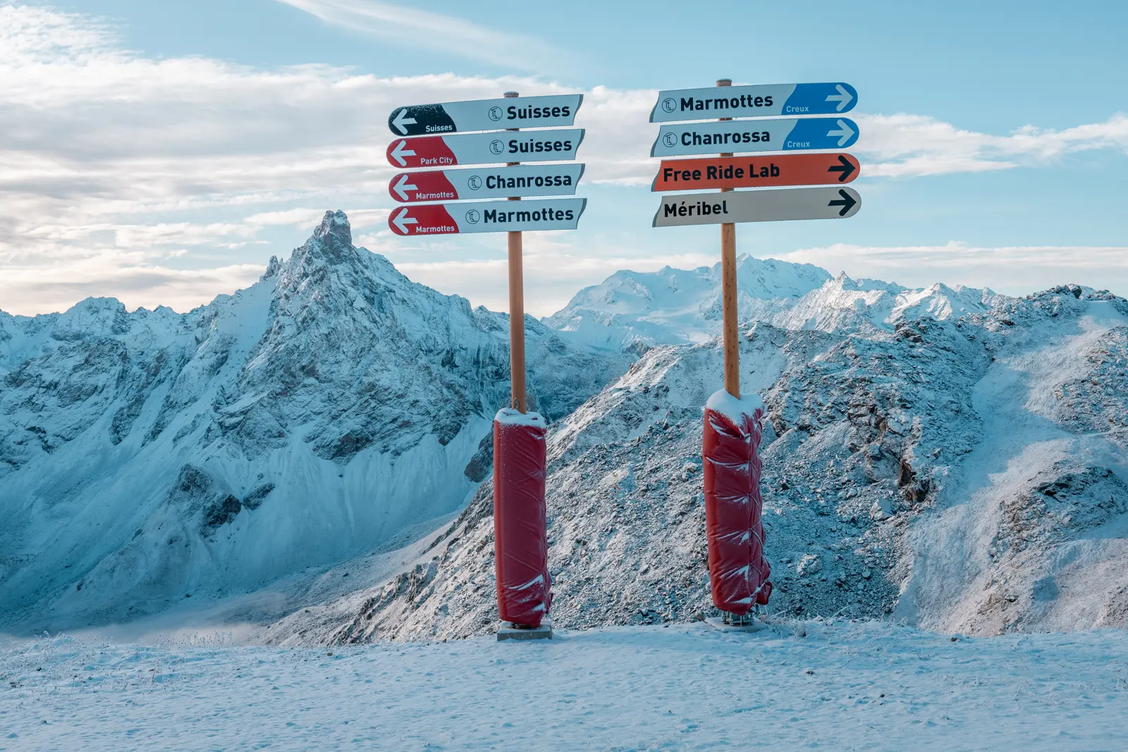 Signposts on the Saulire, Courchevel