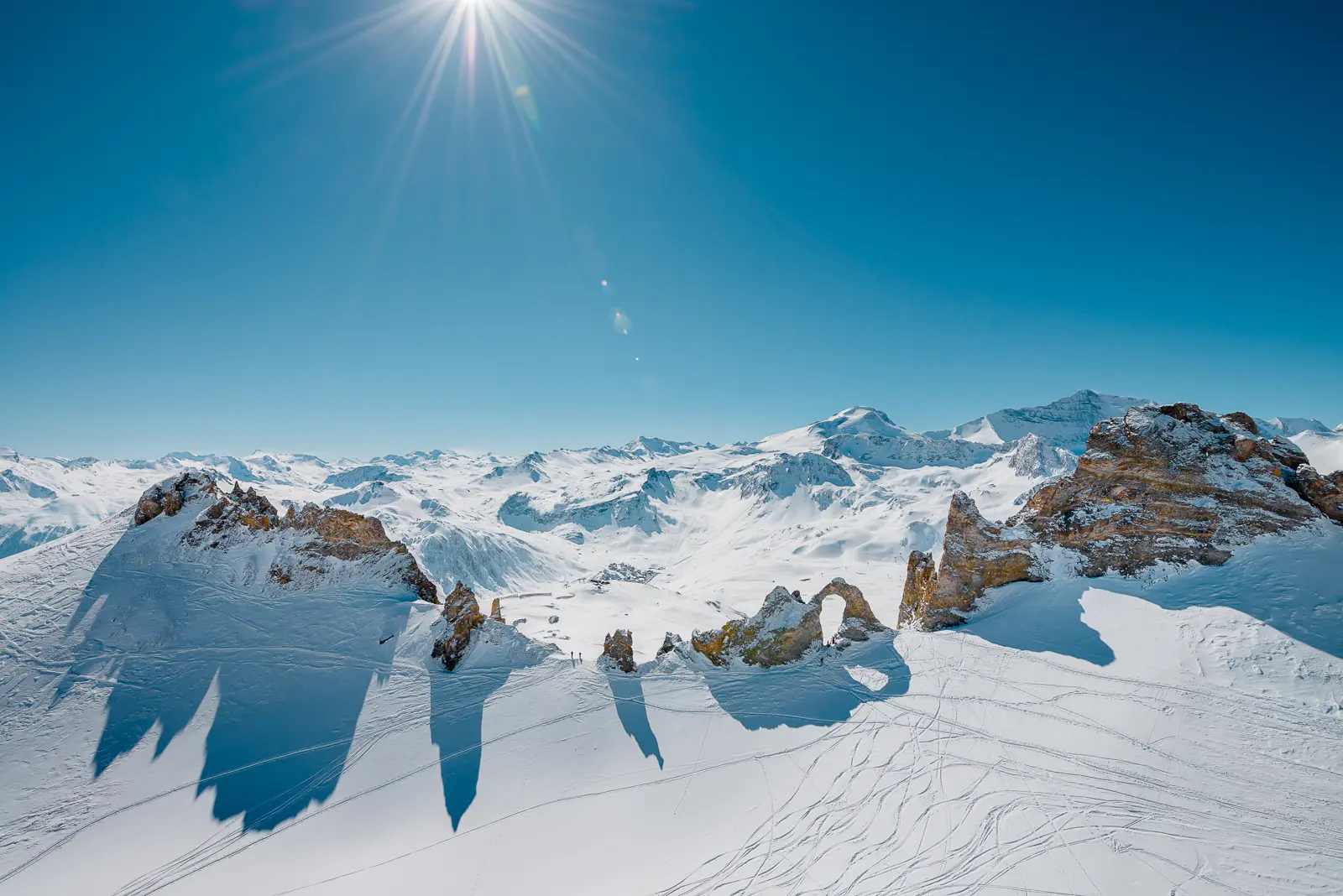The Tignes ski area on a clear day
