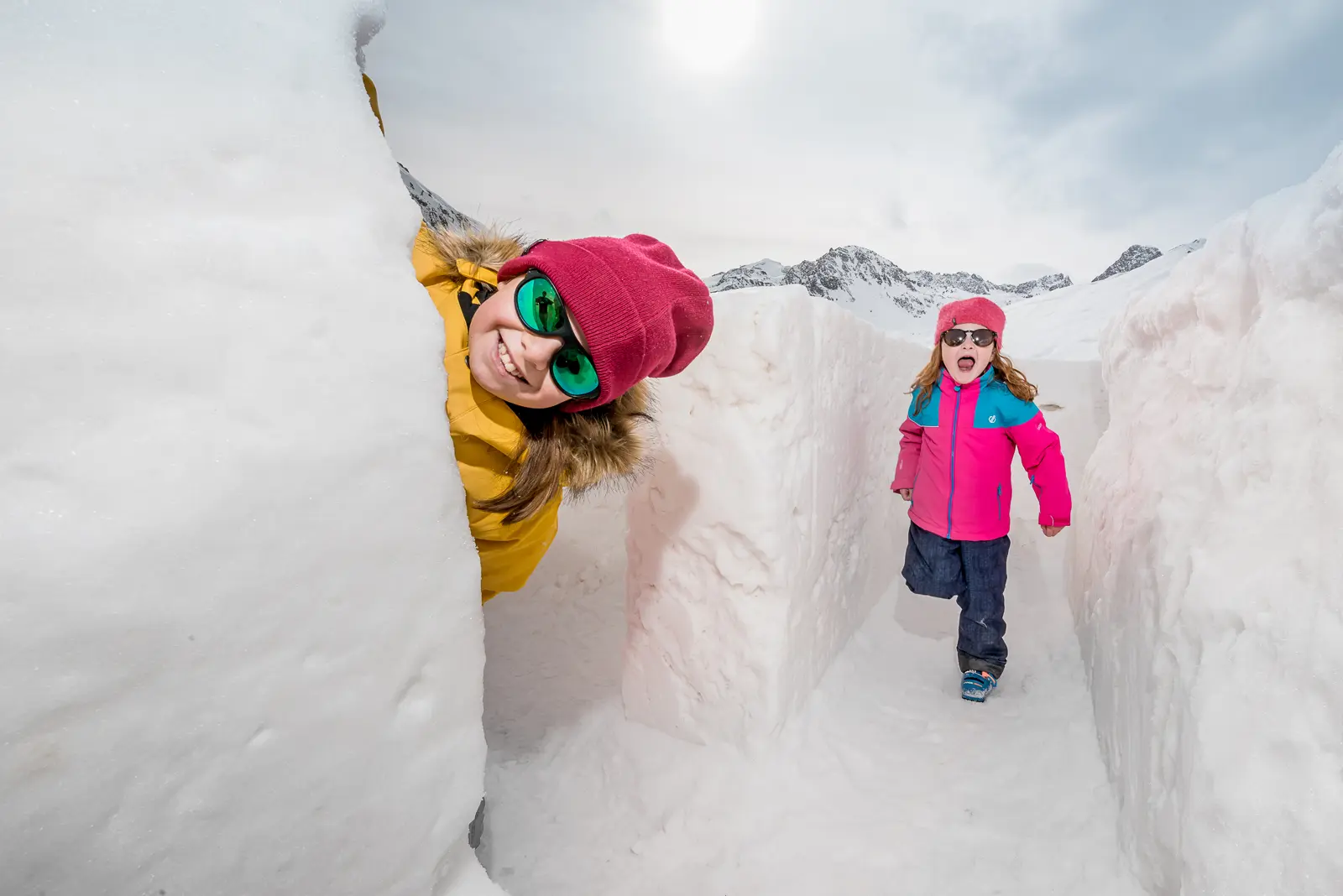Children playing in the snow in Tignes
